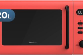 Cecotec Proclean 5110 Red Microwave with Grill 20 Litres, 700 W in 6 Levels and 800 W Grid, Defrost Mode, Fine Cooking Signal, Internal Lamp, Timer 30 Minutes, Design