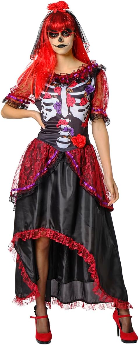 RUBIES Costume Le Catrina per donne, Vestito stampato e fascia, Ufficiale Rubies per Halloween, Carnevale, Feste e cosplay