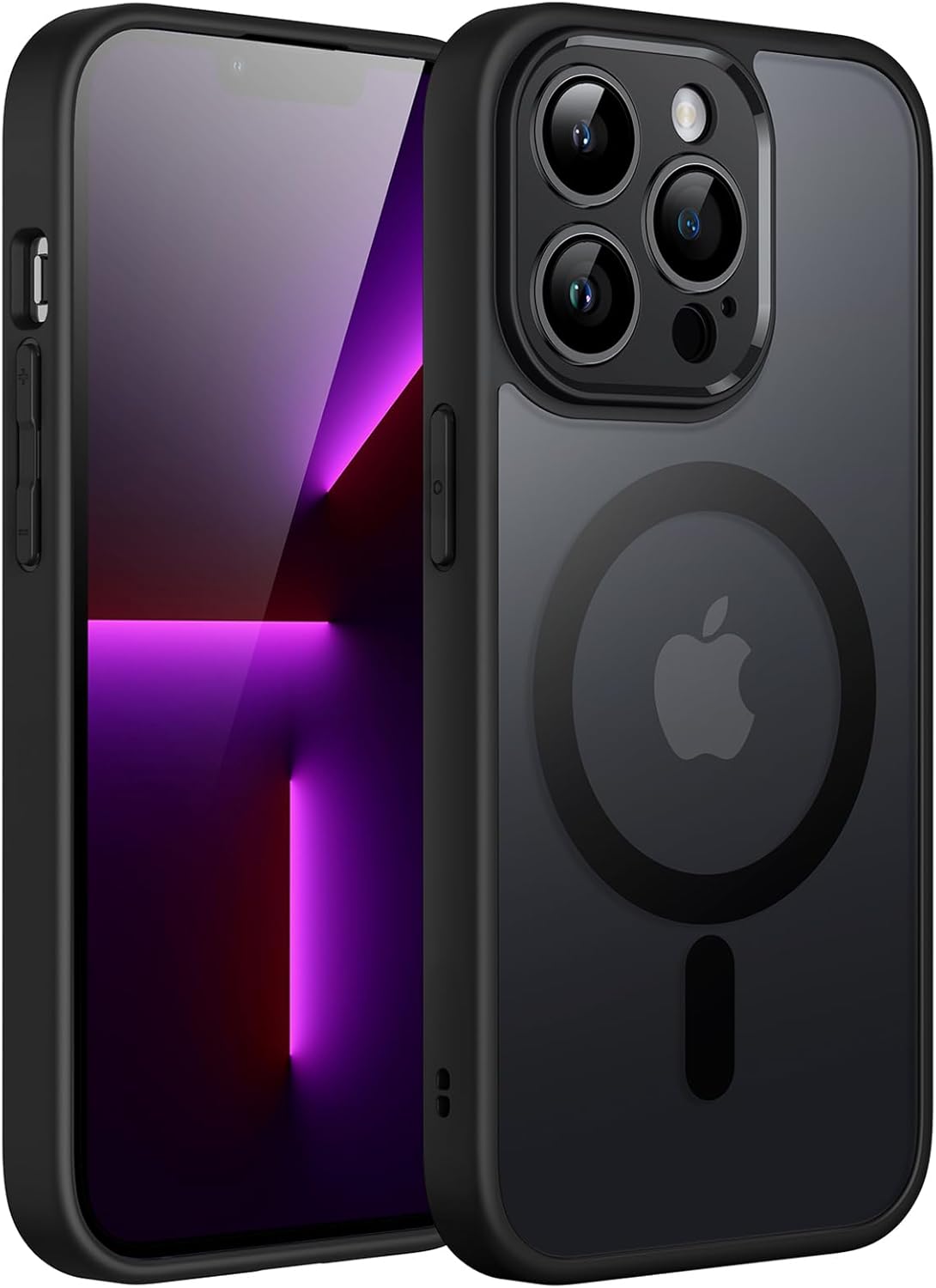 JETech Magnetic Cover for iPhone 13 Pro Max 6.7 Inches Compatible with MagSafe, Translucent Matte Case with Camera Full Protection Slim Back Shockproof (Black)