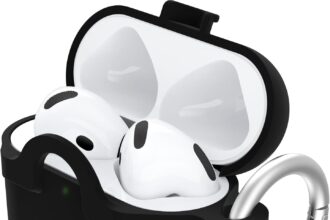 OtterBox Airpods (4th Gen) Soft Touch Case for Airpods (4th Gen) Soft Touch Anti-Shock Scratch Drop Ultra Slim with Carabiner Clip - Black