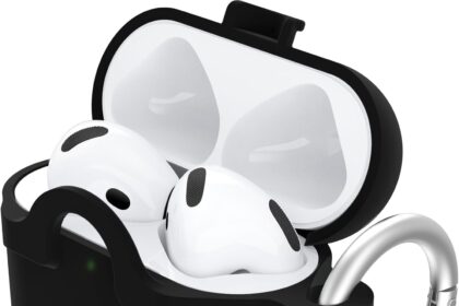 OtterBox Airpods (4th Gen) Soft Touch Case for Airpods (4th Gen) Soft Touch Anti-Shock Scratch Drop Ultra Slim with Carabiner Clip - Black