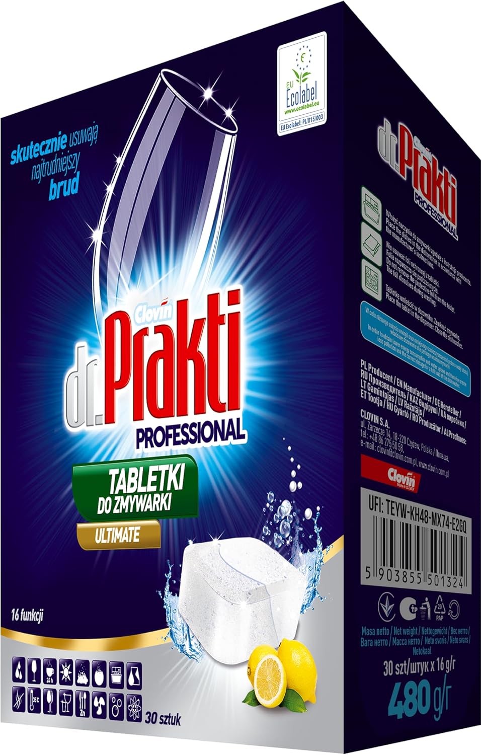 dr.Prakti Ultimate Lemon Dishwasher Tablets (30 Capsules), Capsules for Effective Cleaning, Protect Your Dishwasher from Limescale