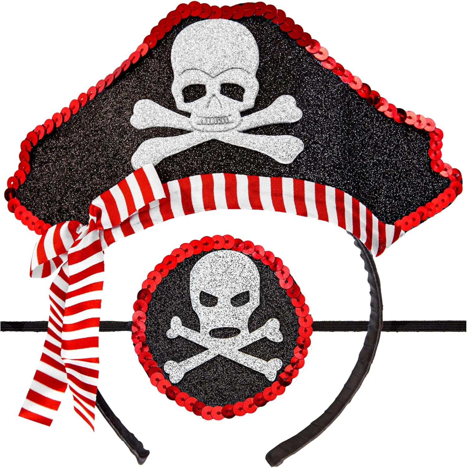 W WIDMANN MILANO Party Fashion 04163 - Fascia con mini cappello da pirata e benda sull'occhio, pirata, bucaniere, carnevale, festa in maschera