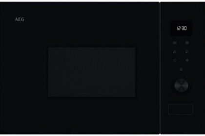 AEG OS5MG20EB Built-in Microwave Oven 20L 800W Grill Function LED Touch Display Electronic Opening Black with Anti-Fingerprint Stainless Finish