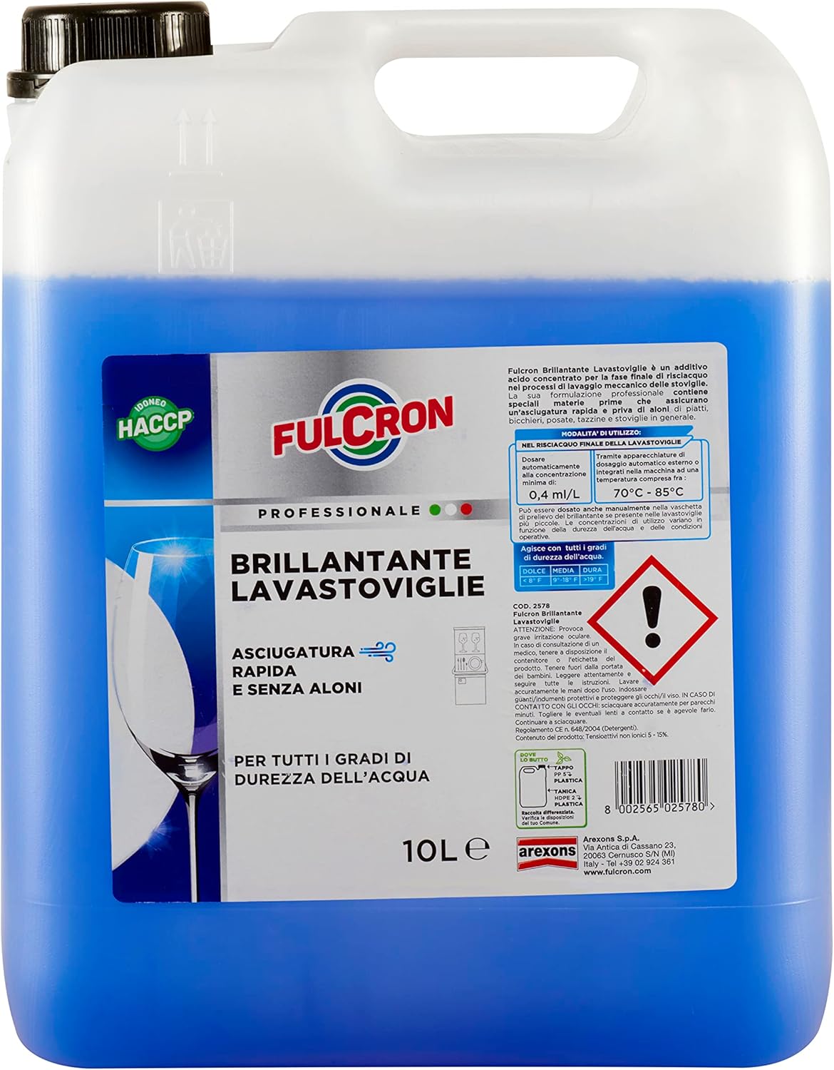 FULCRON Dishwasher Brightener, Concentrated Acid Additive Ensures Fast Drying and Streak-free 10 Litres