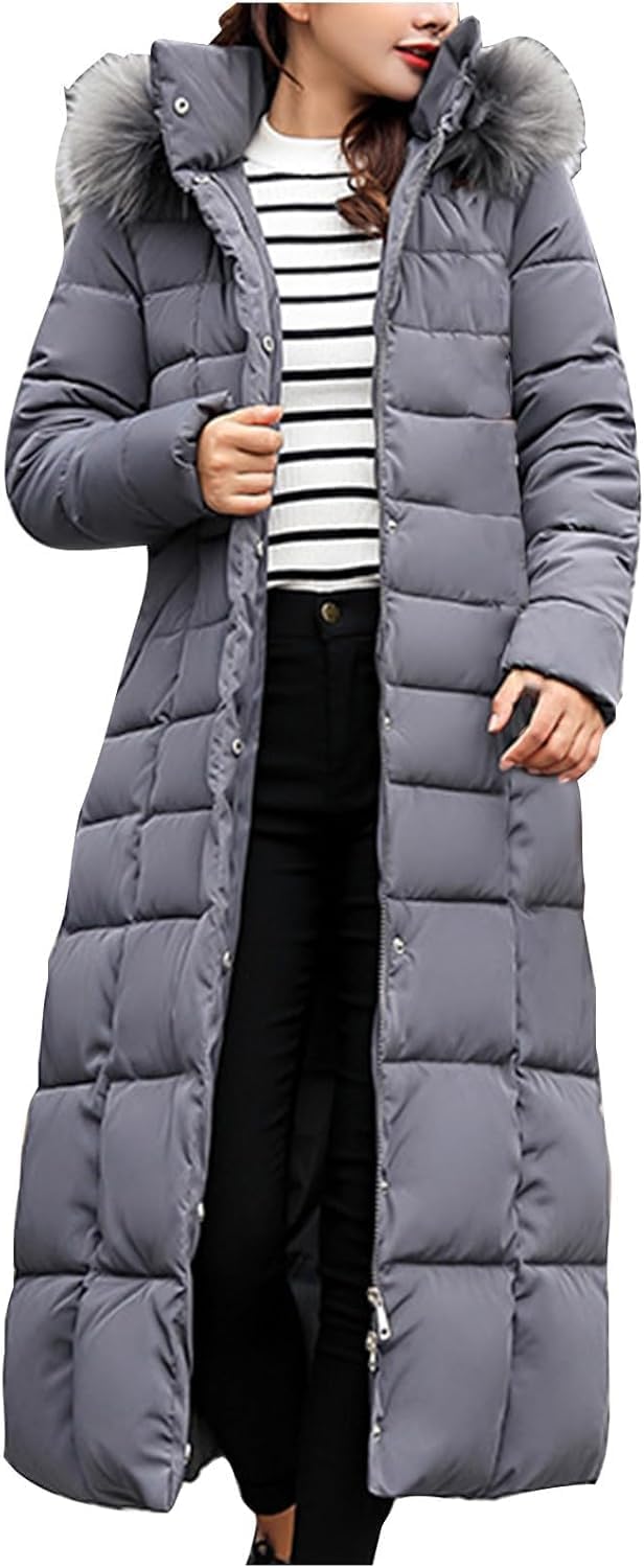 Women's Fashion Hooded Coat Long Quilted Waterproof Warm Winter Maxi Length Parka Coats