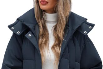 Vancavoo Women's Winter Long Down Jacket Quilted Coat Warm Padded Parka Jacket Casual Outdoor Hooded Coats