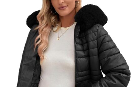 Geschallino Women's Long Parka Coat with Winter Bubble Padding with Removable Faux Fur Collar