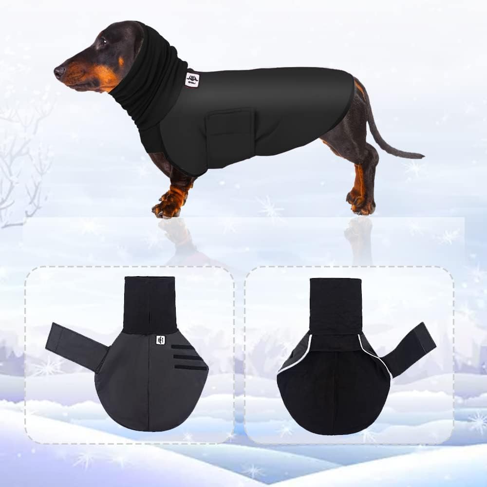 Small Dog Winter Coats (Black, XS) for Dachshunds