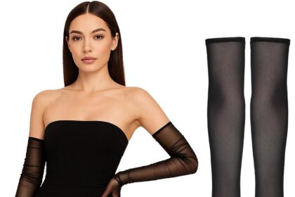 Black Sheer Long Gloves, Lace Opera Gloves for Women, Tulle Formal Gloves, 1920s Accessories, Tea Party Accessories, Prom Accessories for Women Bridal (55cm), Black, Black, One size