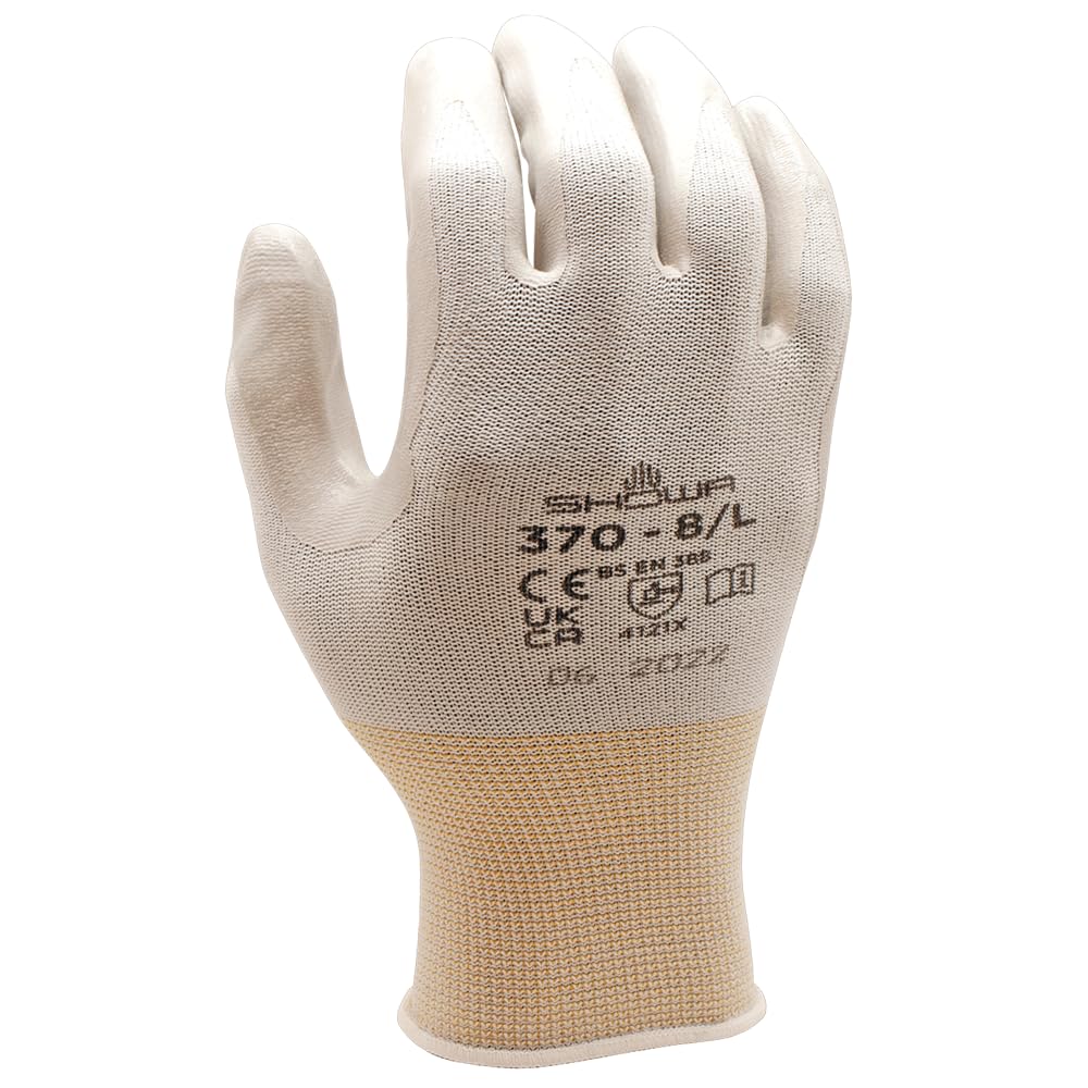 Showa 5410308 370-NBR Gloves, White, Nitrile CE-2, Size 8L
