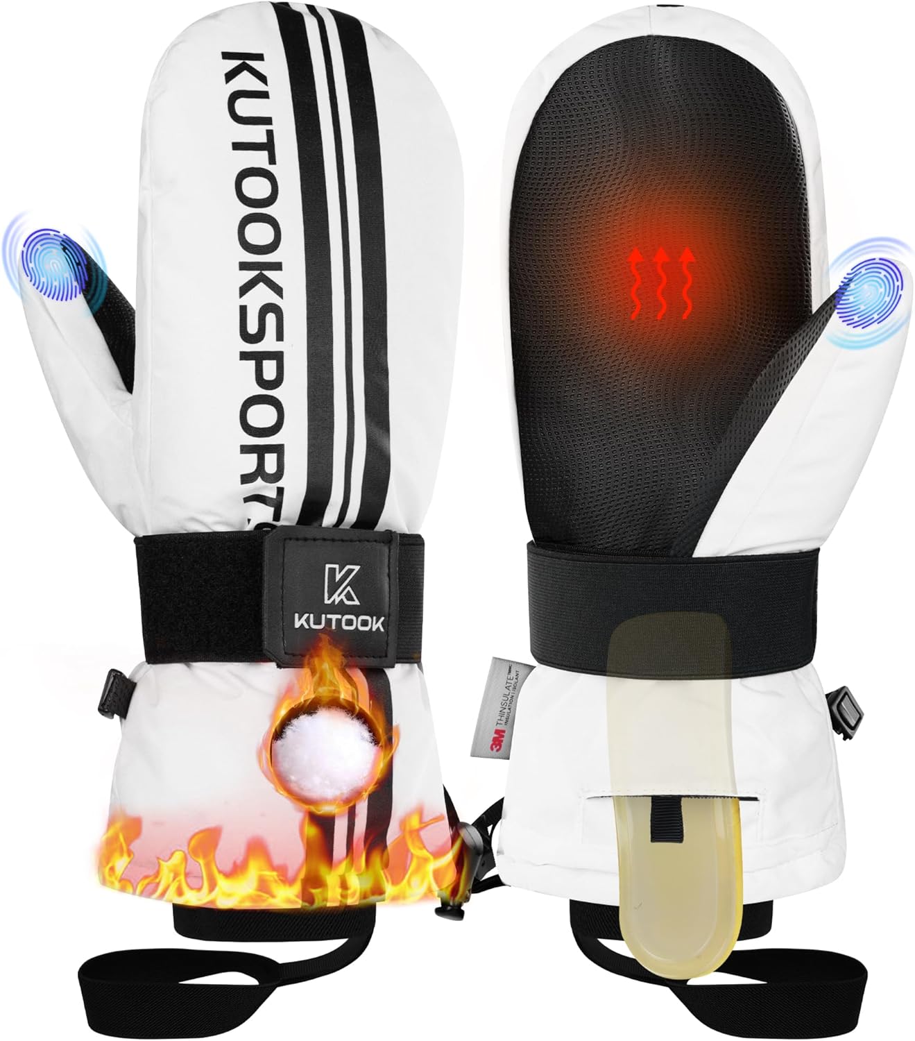 KUTOOK Ski and Snowboard Gloves Men and Women Ski Gloves Snow Gloves Touchscreen Waterproof Windproof for Outdoor Sports