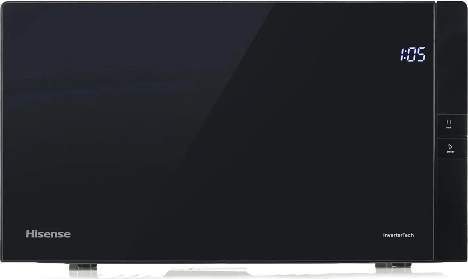 Hisense H25MOBS4HGI Digital Microwave with 25 Litre Grill 1000W Expert Inverter Fast Defrosting Uniform Heating Silent Ceramic Coating Premium Glass ECO Mode