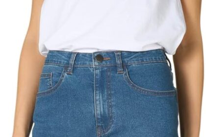 Goldenpoint Women's Straight Denim Jeans with Button, Zip and Waist Loops