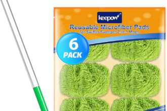 KEEPOW 6 Reusable Swiffer Mop Cloths, Microfibre Floor Cloths for Swiffer Dust Caps, Washable for Swiffer Wet, Ideal for Swiffer Sweeper, Efficient Cleaning