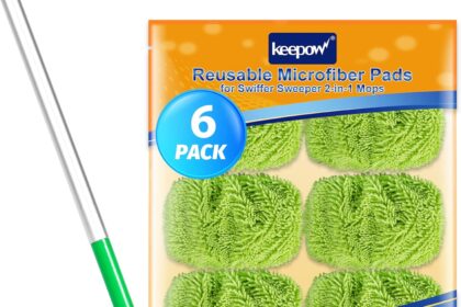 KEEPOW 6 Reusable Swiffer Mop Cloths, Microfibre Floor Cloths for Swiffer Dust Caps, Washable for Swiffer Wet, Ideal for Swiffer Sweeper, Efficient Cleaning
