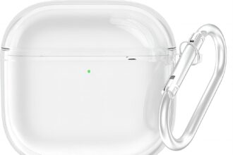 KNOXS Case for AirPods 4, Protective Cover in Soft Matte Finish Silicone Shockproof with Carabiner - Compatible with AirPods 4 (Transparent)