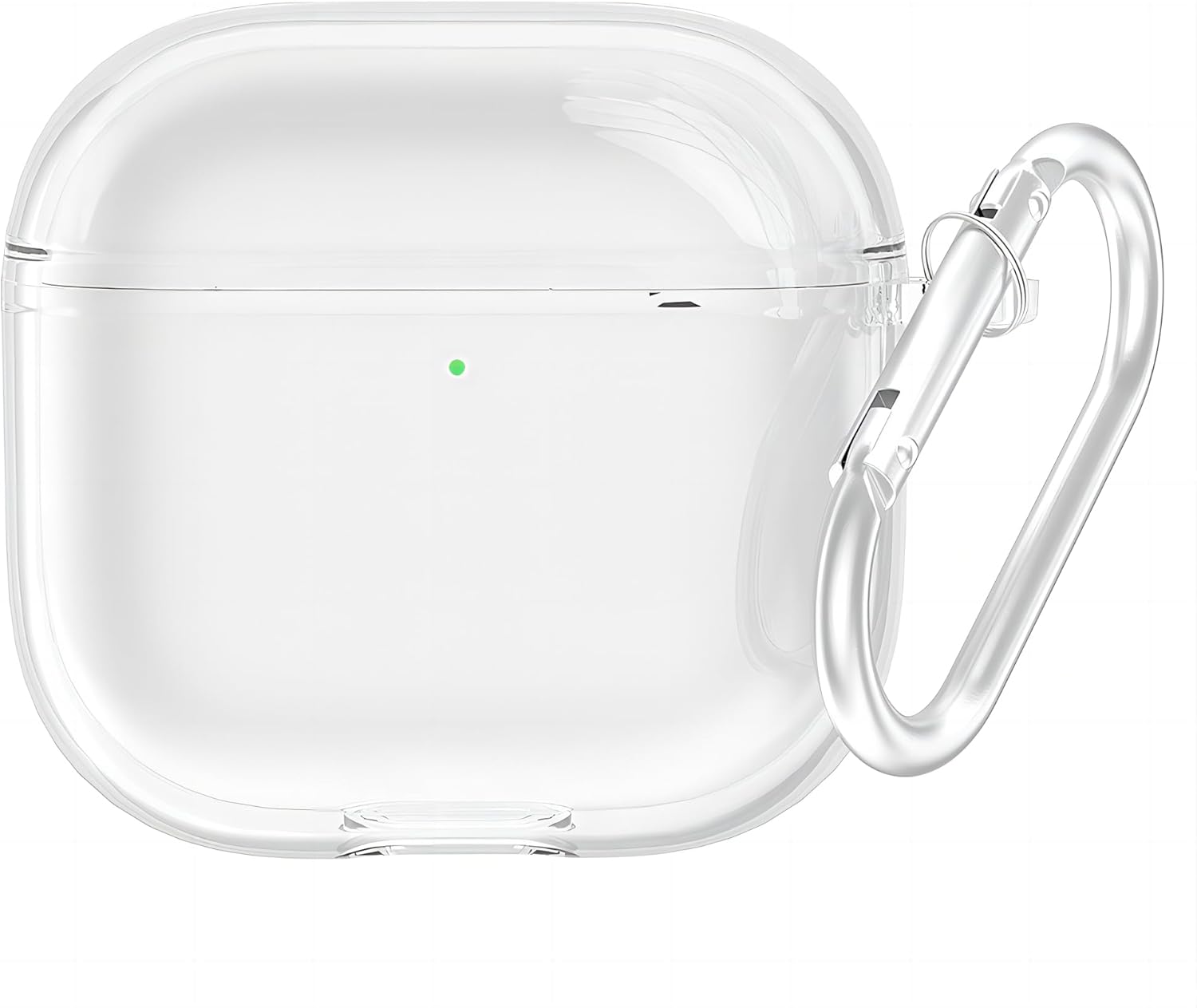 KNOXS Case for AirPods 4, Protective Cover in Soft Matte Finish Silicone Shockproof with Carabiner - Compatible with AirPods 4 (Transparent)