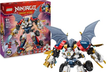 LEGO NINJAGO Mech Ultra Zane Combiner – Robot Toy 4 in 1 Separable in Plane, Car, Dragon and Action Figure with 6 Minifigures, Games for Children from 9 Years from The Dragon Revolt 71834