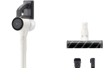 LG CordZero A9 Air, Cordless Vacuum Cleaner, 150W, 40 min Autonomy, Parquet Brush, 2 Accessories, Self-Supporting, Light Body 1.95 kg, Base Holder Accessories, Calming Beige