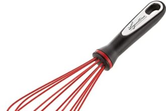 Lagostina Ingenio Smart Silicone Whisk with Anti-Scratch Coating, Ergonomic Handle, Plastic Handle, Dishwasher Safe, Black and Red