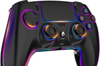 MYSTILUCK Controller Wireless per PS-4/PS-3/Pro/PC/MAC/iOS/Android10/Steam Deck, Controllore con illuminazione RGB 7 Colori/Doppia Vibrazione/Turbo/Giroscopio 6 Assi/Jack per Cuffie/Batteria 1500 mAh