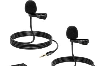 NEEWER CM5 Mic Lav (2pcs) Mini Omnidirectional Clip-on Condenser Lavalier Microphone with 1.2m TRS 3.5mm Cable Compatible with Rode Wireless GO II 2 DJI Camera Transmitter, 1 Cleaning Cloth
