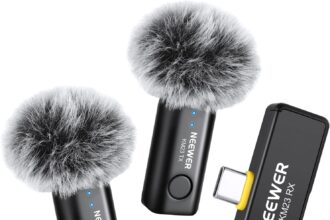 NEEWER USB C Wireless Lavalier Microphone Kit, Omnidirectional Condenser Microphones Compatible with iPhone 15 Samsung Android Phone, Mini Lav Mic Anti Noise for Vlogging Live Streaming, KM23