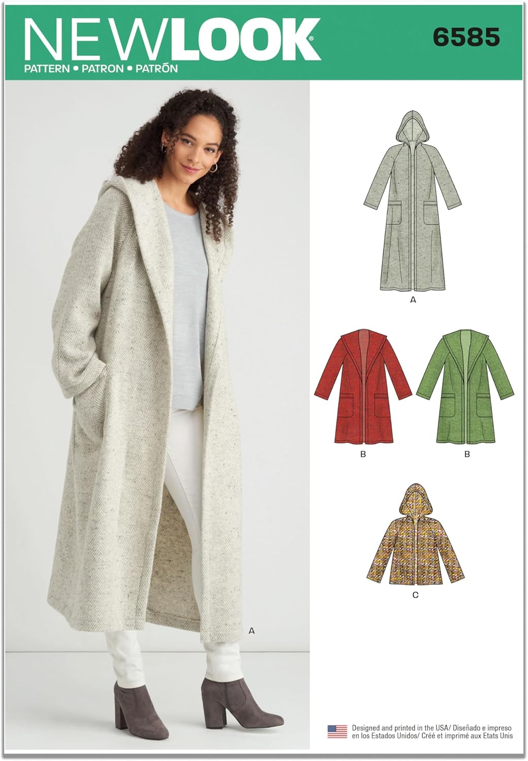 New Look - Sewing Pattern S9129 Misses Hooded Coat XS-S-M-L-XL, Multi-Colour
