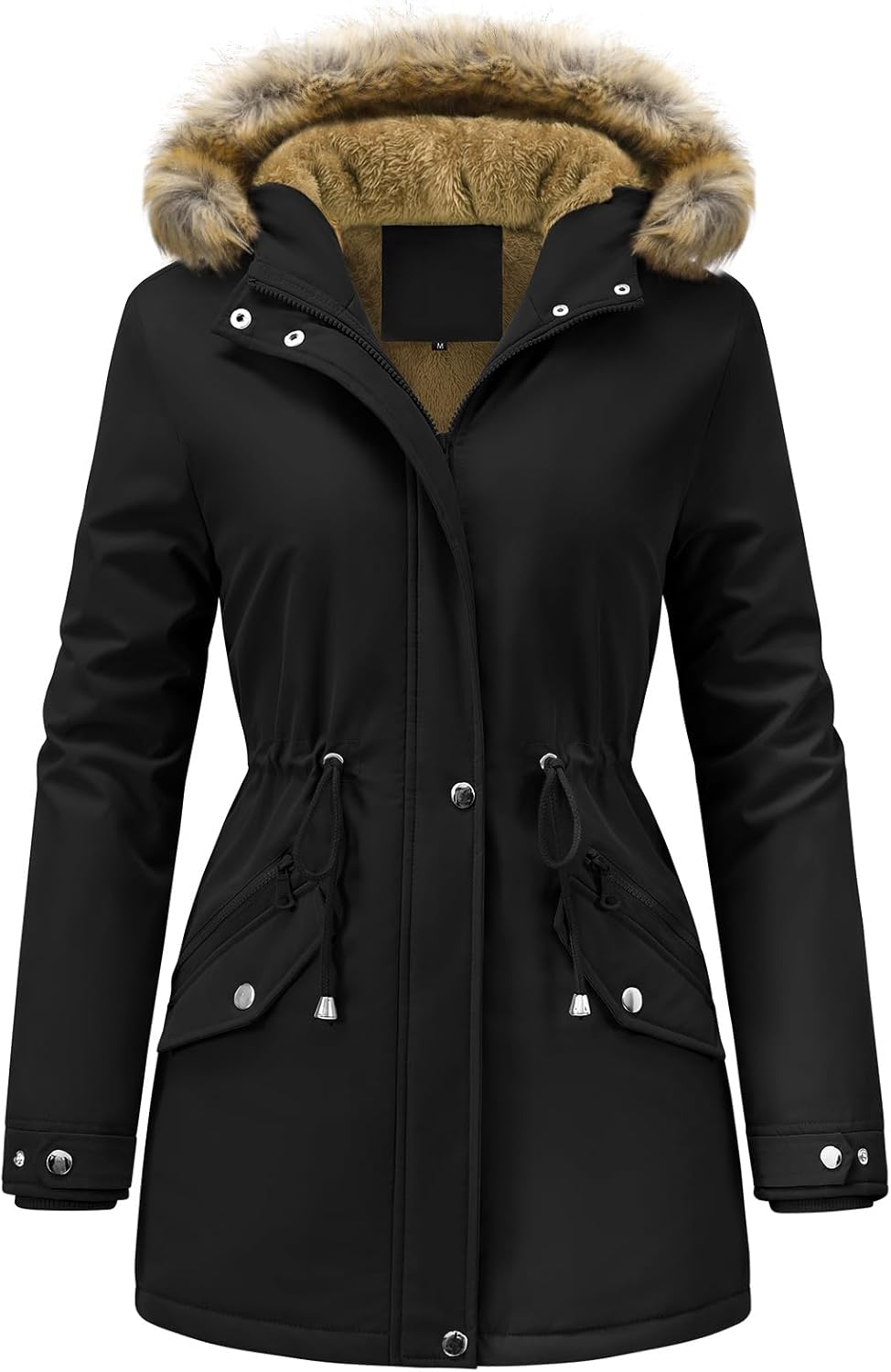 Women's Parka Warm Winter Coat with Hood Windproof and Warm Long Jackets Elegant Fur Outdoor Coats