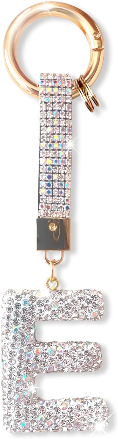 Silver Sparkly Diamond Letter Keychains for Women, Cute Car Keychain, Backpack Accessories, Lanyard, Personalized Gift