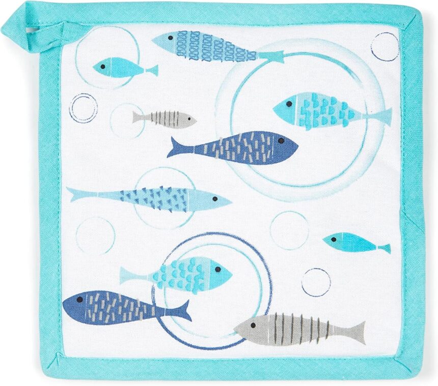 Excelsa North Sea Kitchen Pot Holder, 20 x 20 cm, 100% Cotton Lining, Polyester Filling