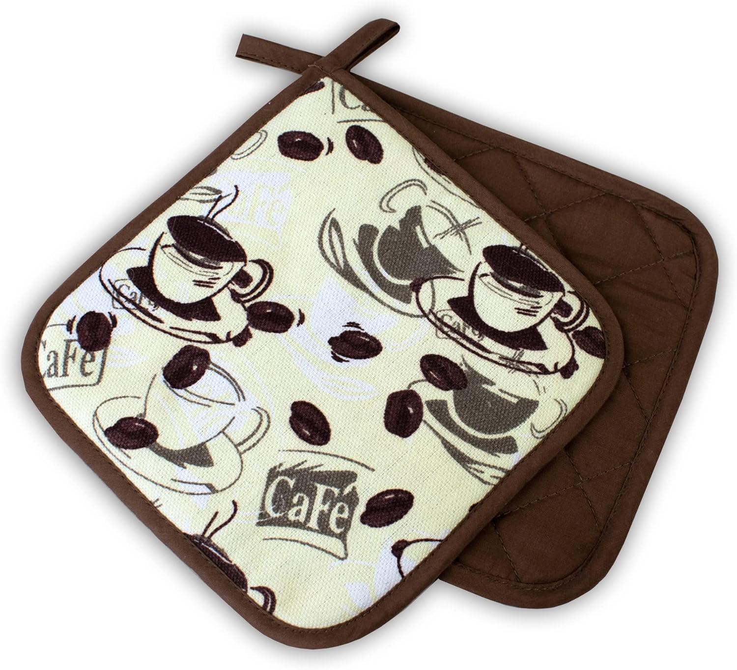 Kitchen Pot Holders Cafe Brown Pack of 2 PSA II Class up to 250°C Heat Resistant Certified and Certified in Germany