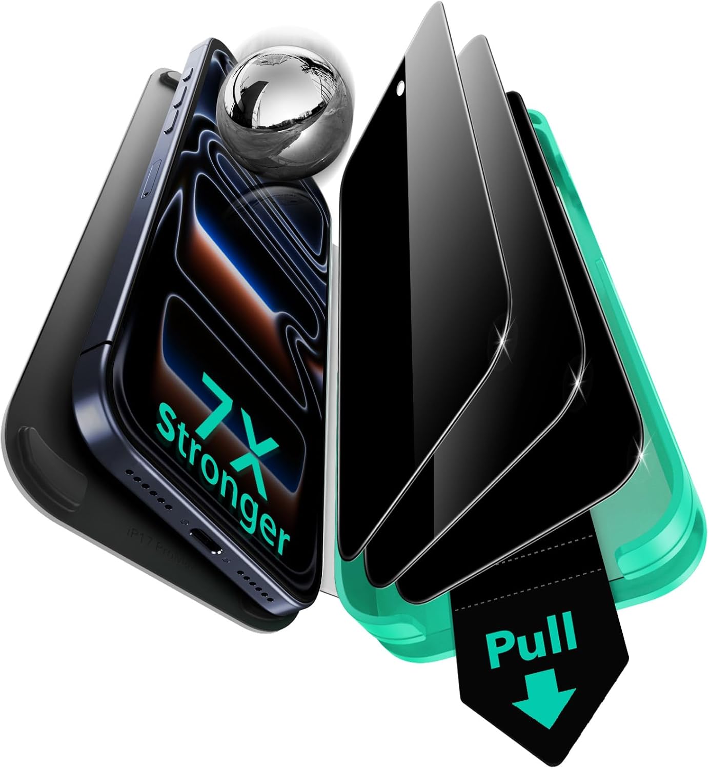 ESR Privacy Screen Protector for iPhone 17 Pro, 9H Tempered Glass, Military Level, Anti-Glare Coating, Privacy Protection, Armorite Ultra-Tough Series with Ultra Fit Holder, 3 Pieces