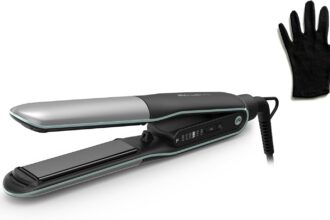 Rowenta Thermostyle 2-in-1 Titanium Hair Straightener with Ergonomic Rounded Design, Ionic Technology and Ceramic Coating for Straight, Curly and Wavy Stryling, SF7120