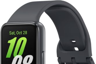 Samsung Galaxy Fit3 Fitness Band, Long Life Battery, Drop/SOS Detection, Barometer, IP68, Sleep Monitor, Over 100 Exercises, Notifications/Music Management, Gray