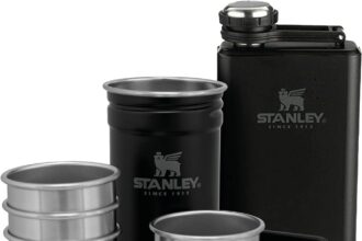 Stanley Adventure Pre-Party Shot Glass + Flask Set - Acciaio Inossidabile Senza BPA - Borraccia in Acciaio Inossidabile - Set regalo - Lavabili in Lavastoviglie