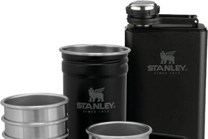 Stanley Adventure Pre-Party Shot Glass + Flask Set - Acciaio Inossidabile Senza BPA - Borraccia in Acciaio Inossidabile - Set regalo - Lavabili in Lavastoviglie