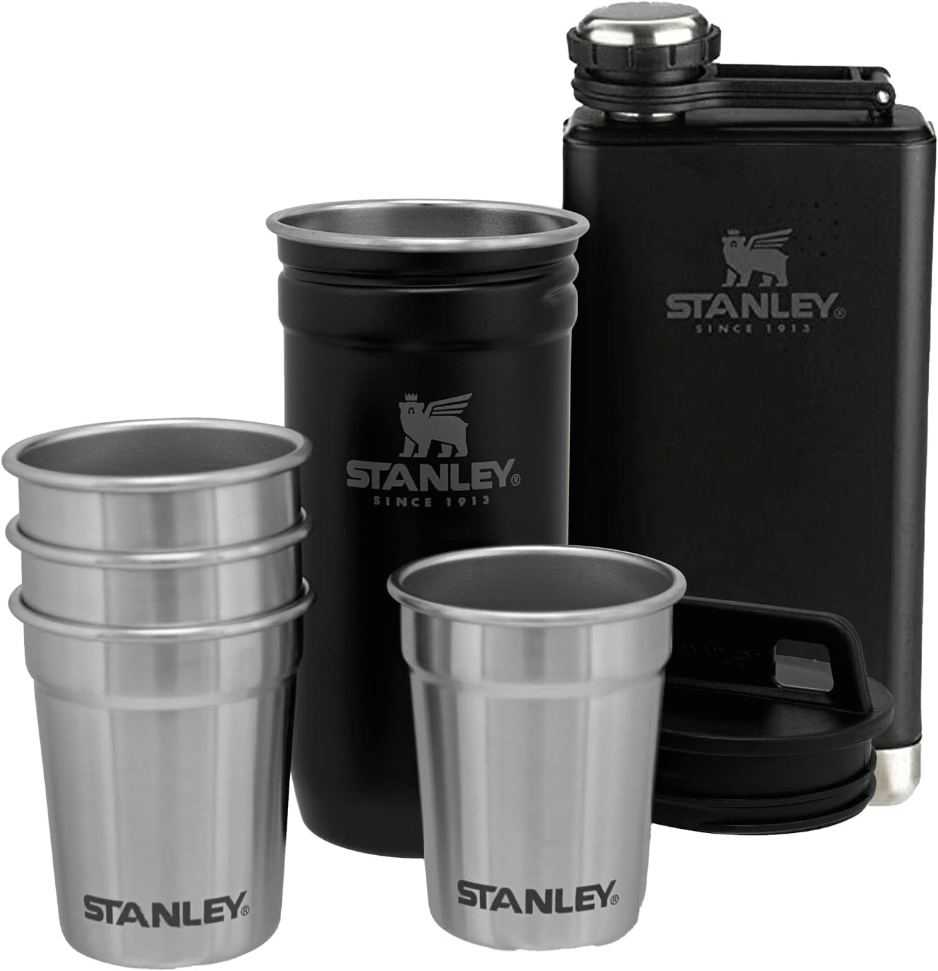 Stanley Adventure Pre-Party Shot Glass + Flask Set - Acciaio Inossidabile Senza BPA - Borraccia in Acciaio Inossidabile - Set regalo - Lavabili in Lavastoviglie