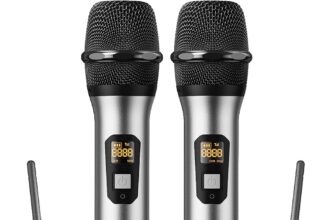 TONOR Wireless UHF Professional Dynamic Dual Microphone Wireless Microphone Handheld Microphone System Microphone Set for Karaoke Party DJ Church Wedding Meeting TW820 Silver