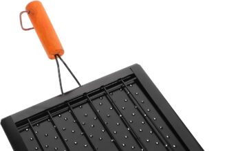 Folding for Stainless Steel with Wooden Portable Tray for Outdoor Barbecue Oven Holder for Bread and Vegetables