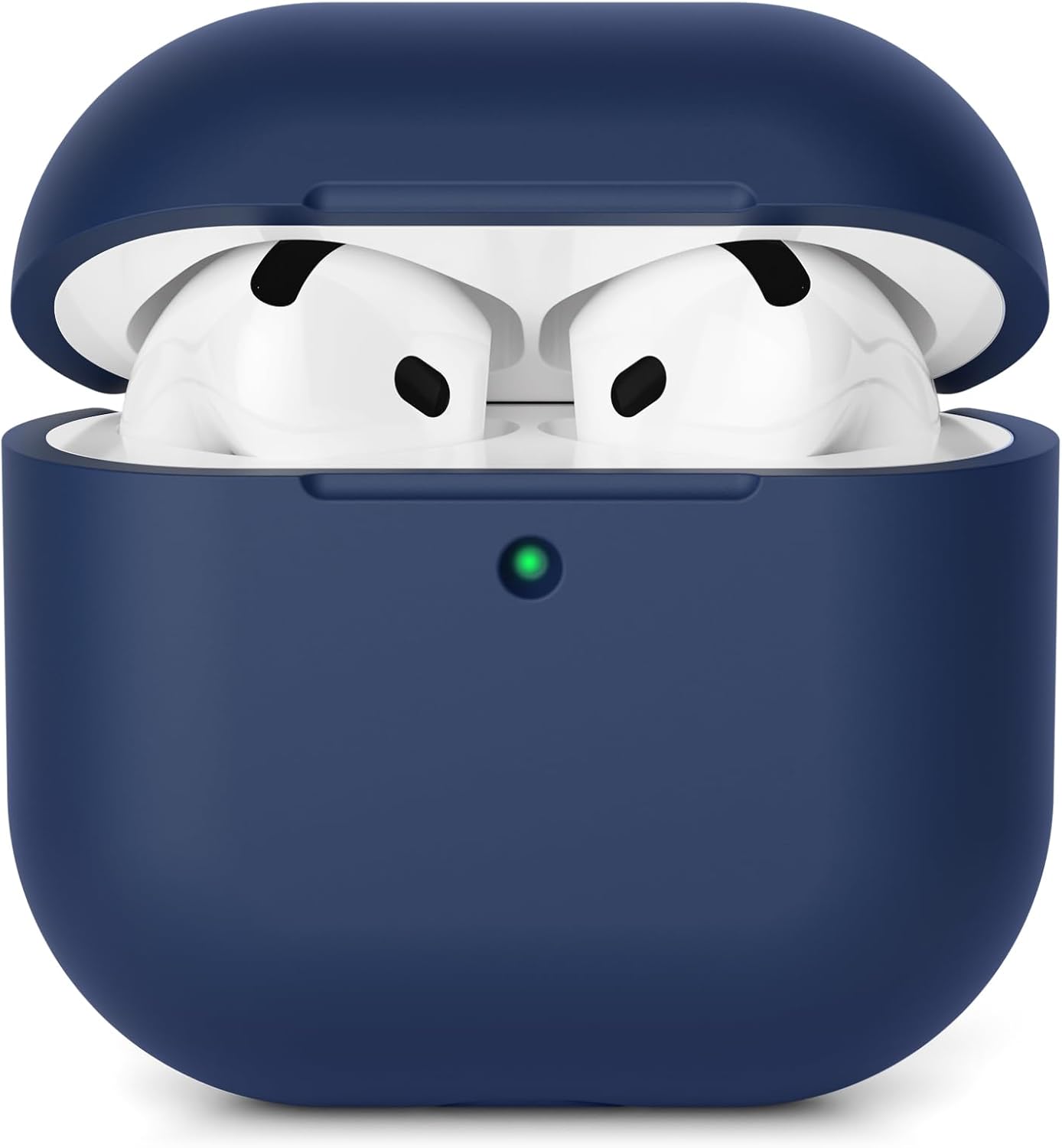 AOTUAO Case Compatible with AirPods 4 (2024) Case Case, Shockproof Anti-Slip Silicone Protective Case for AirPods 4th Generation Cover Case, LED Front Visible Midnight Blue