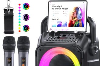 Ankuka Karaoke con Microfono Karaoke Professionale Completo Karaoke per Adulti con 2 Microfoni Wireless Cassa Bluetooth Potatile con PA Sistema, Supporta Bluetooth/TF/USB/AUX/FM/TWS(Nero)