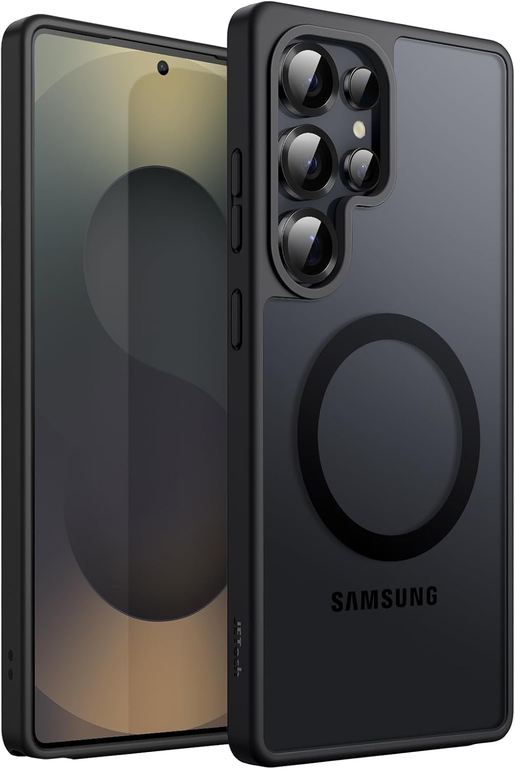 JETech Magnetic Cover for Samsung Galaxy S25 Ultra 5G, Compatible with MagSafe, Translucent Opaque Retro Shockproof Mobile Phone Case (Titanium Black)