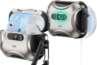 ESR AirPods Pro 3 Case (2025), Compatible with Airpods Pro 3rd Generation (USB-C Cable) Easy MagSafe Shockproof Closure Easy Open Cyber Series Metallic