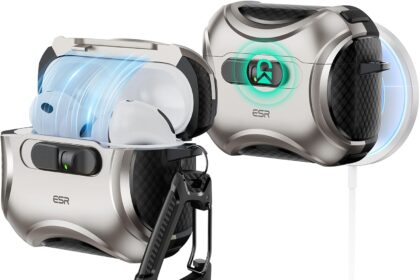 ESR AirPods Pro 3 Case (2025), Compatible with Airpods Pro 3rd Generation (USB-C Cable) Easy MagSafe Shockproof Closure Easy Open Cyber Series Metallic