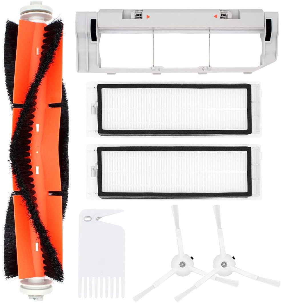 Accessory Kit for Xiaomi Roborock S55 S50 S51 Vacuum Cleaner – 2 Side Brushes, 2 HEPA Filters, 1 Principal, 1 Cover, 1 for Cleaning