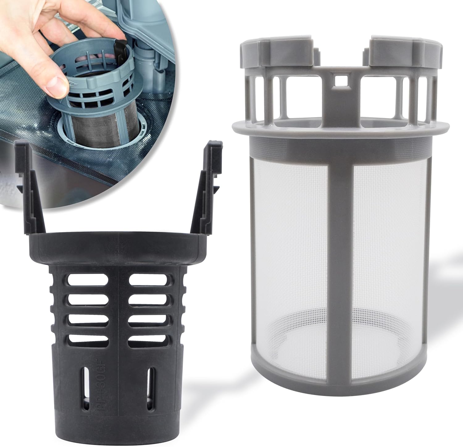 GIANTO Dishwasher Filter Kit Internal + External Compatible with Ariston Indesit Hotpoint Whirlpool Scholtes (C00256572 + C00256571) Replacement Plastic Drain Filters