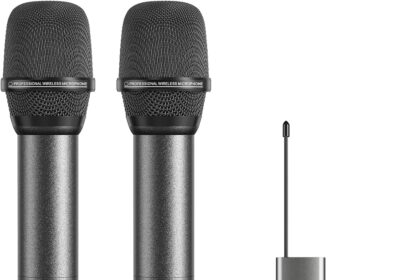TONOR Wireless Microphone, Professional Rechargeable Microphone, 2 x 100 UHF Metal Cordless Dynamic Microphone for Karaoke, Church, Singing, Wedding, Meeting, DJ, Adjustable Volume, 262ft, TW520