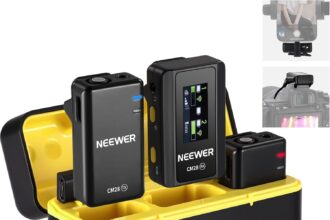 NEEWER CM28 (1 RX + 2 TX + Charging Case), Wireless Lavalier Microphone, Anti Noise, Uncompressed Recording 48 kHz/16 Bit for 9 Hours, 200 m Range, Compatible with iPhone/Android/Camera